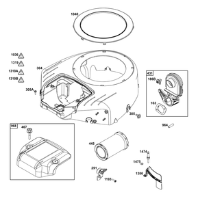 Blower Housing And Air Cleaner Group Diagram and Parts List for 44N877-0019-G1 400000 - 699999 Briggs and Stratton Engine